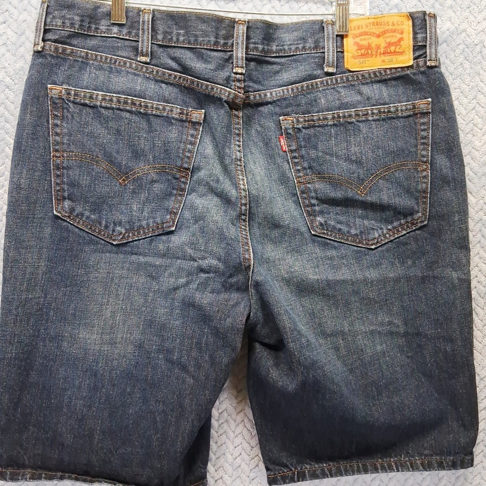 Levis 541 Mens Athletic Fit Denim Shorts Dark Wash Blue Size 38 Summer Dadcore - Picture 8 of 8
